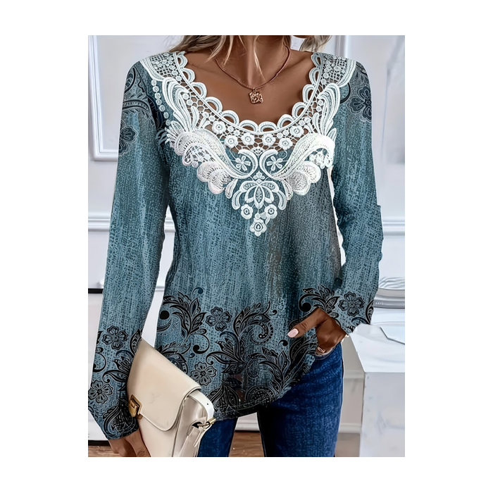 Women Floral Long Sleeve Tee T-shirt Crew Neck Printing Casual Graphic Tee Spring/Fall Top