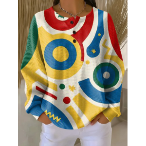 Women Abstract Crew Neck Printing Casual Spring/Fall Long Sleeve Sweatshirt