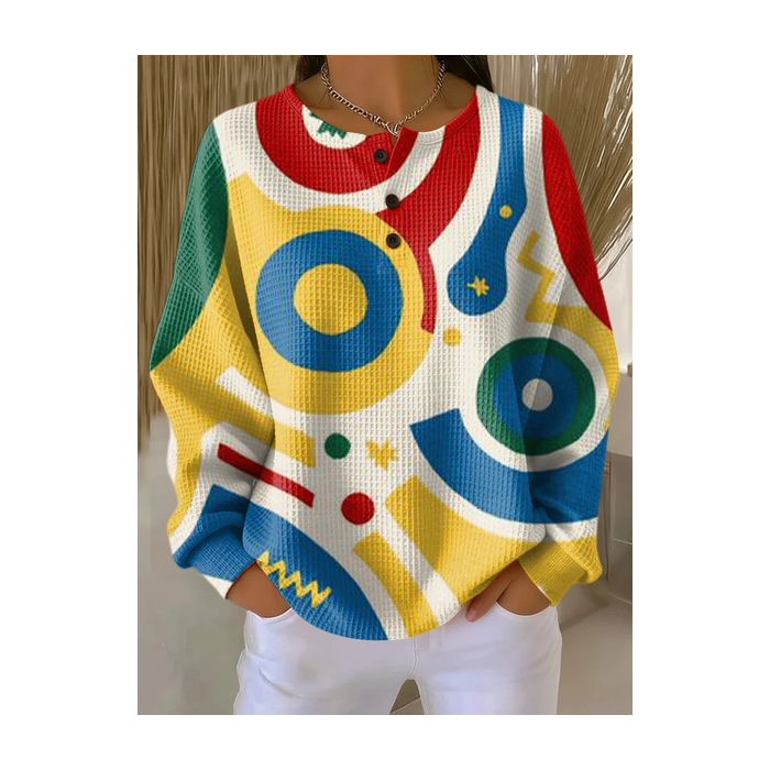 Women Abstract Crew Neck Printing Casual Spring/Fall Long Sleeve Sweatshirt