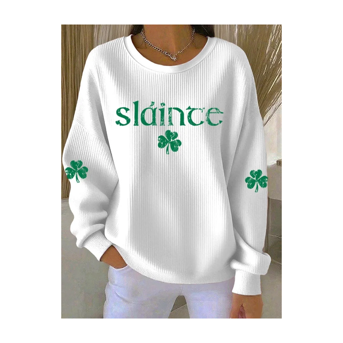 Women Shamrock Crew Neck Printing Casual Spring/Fall Long Sleeve Sweatshirt