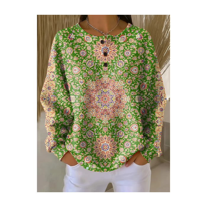 Women Floral Crew Neck Printing Casual Spring/Fall Long Sleeve Sweatshirt