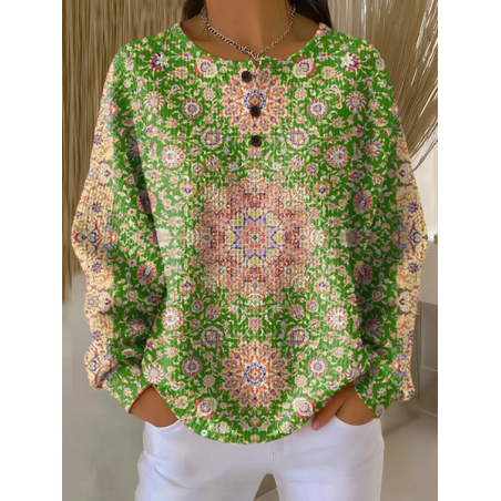Women Floral Crew Neck Printing Casual Spring/Fall Long Sleeve Sweatshirt