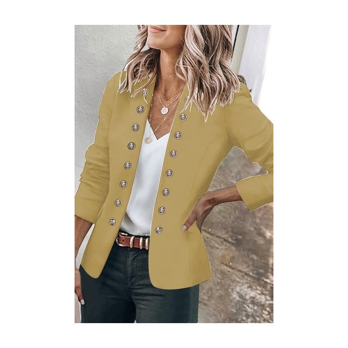 Women's Spring/Fall Outerwear Casual Pocket Stitching Plain Long Sleeve Jacket