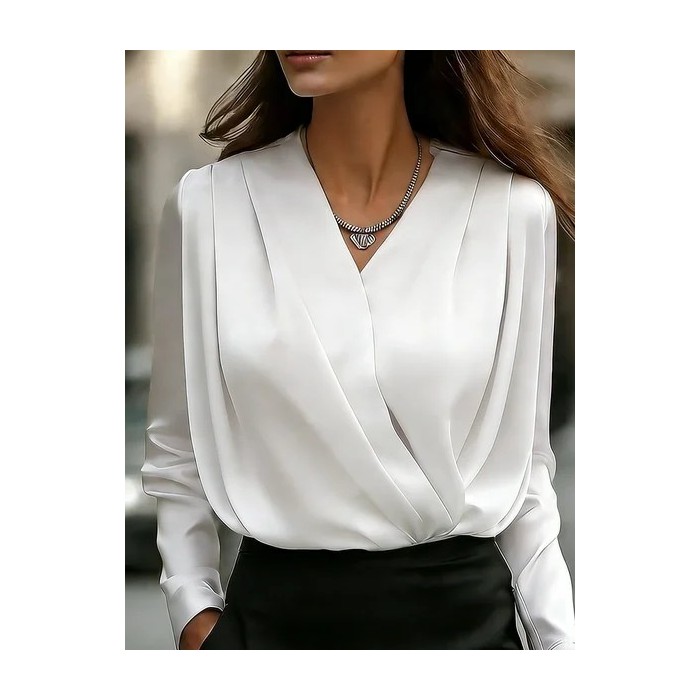 Women Plain Long Sleeve Shirt Elegant Daily Spring/Fall Top