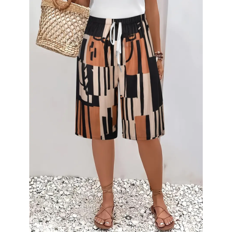 Women Geometric Fifth Pants Pant Casual Summer Trousers