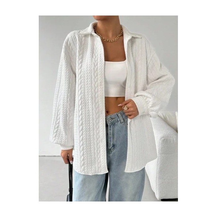 Women Plain Shirt Collar Long Sleeve Shirt Split Joint Casual Daily Spring/Fall Top