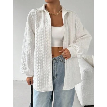 Women Plain Shirt Collar Long Sleeve Shirt Split Joint Casual Daily Spring/Fall Top