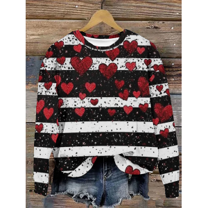 Women Valentine's Day Crew Neck Casual Spring/Fall Long Sleeve Sweatshirt