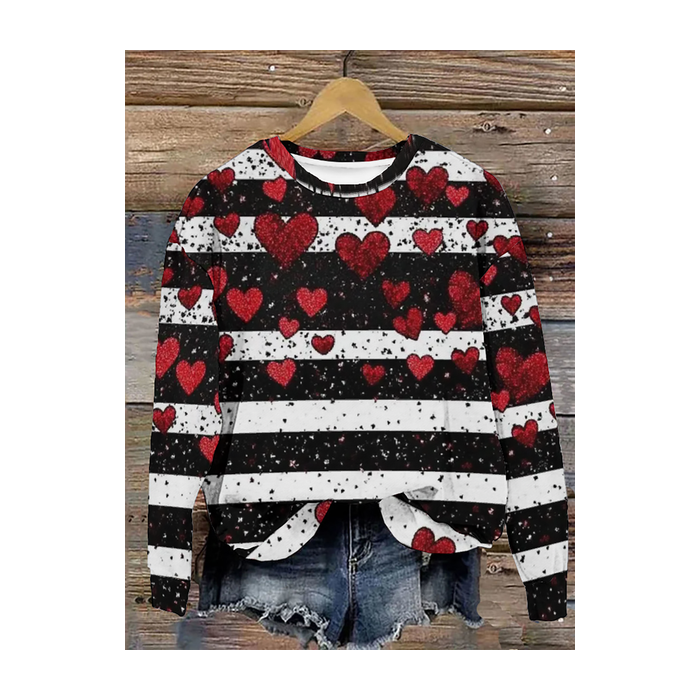 Women Valentine's Day Crew Neck Casual Spring/Fall Long Sleeve Sweatshirt