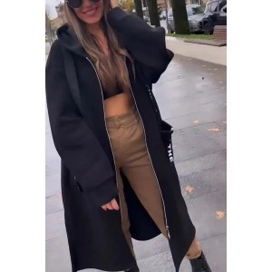 Women Plain Split Joint Long Sleeve Hoodie Casual Spring/Fall Jacket Outerwear