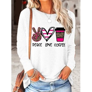 Women Text Letters Crew Neck Long Sleeve Blouse Casual Daily Spring/Fall Top