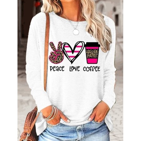 Women Text Letters Crew Neck Long Sleeve Blouse Casual Daily Spring/Fall Top