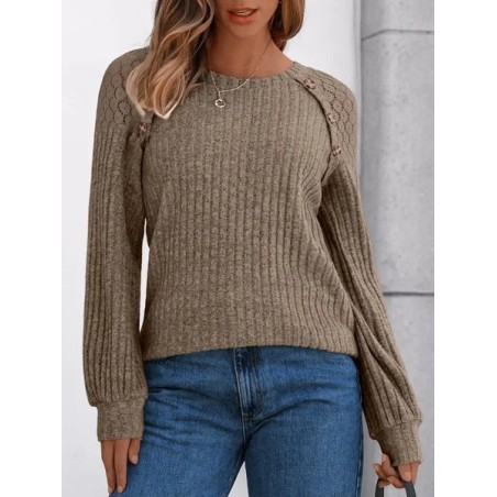 Women Plain Long Sleeve Tee T-shirt Crew Neck Elegant Spring/Fall Top