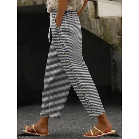 Women Striped Long Pants Casual Spring/Fall Trousers