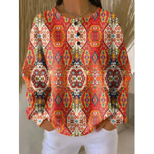 Women Abstract Crew Neck Printing Casual Spring/Fall Long Sleeve Sweatshirt