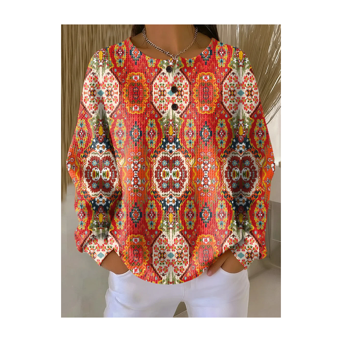 Women Abstract Crew Neck Printing Casual Spring/Fall Long Sleeve Sweatshirt