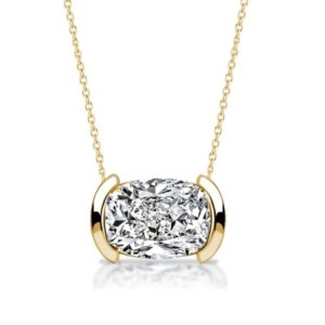 Italo Golden Half Bezel Cushion Cut Pendant Necklace For Women