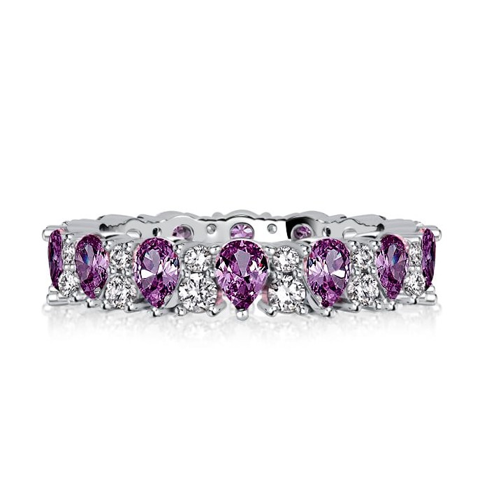 Italo Pear Cut Amethyst Eternity Wedding Band For Women