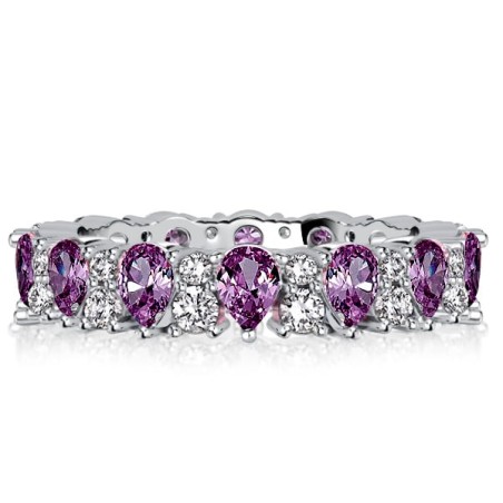 Italo Pear Cut Amethyst Eternity Wedding Band For Women