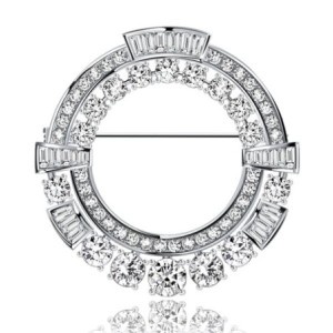 Italo Unique Wreath White Sapphire Vintage Brooch For Women