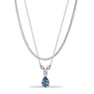 Italo Pear Cut Blue Topaz Layering Necklaces For Women