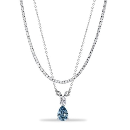 Italo Pear Cut Blue Topaz Layering Necklaces For Women