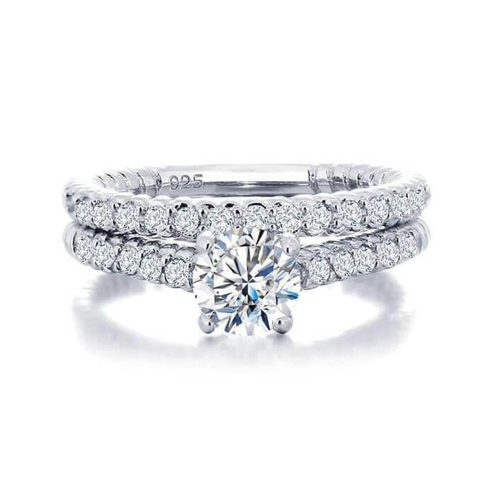Italo Classic Engagement Ring Affordable Silver Bridal Set