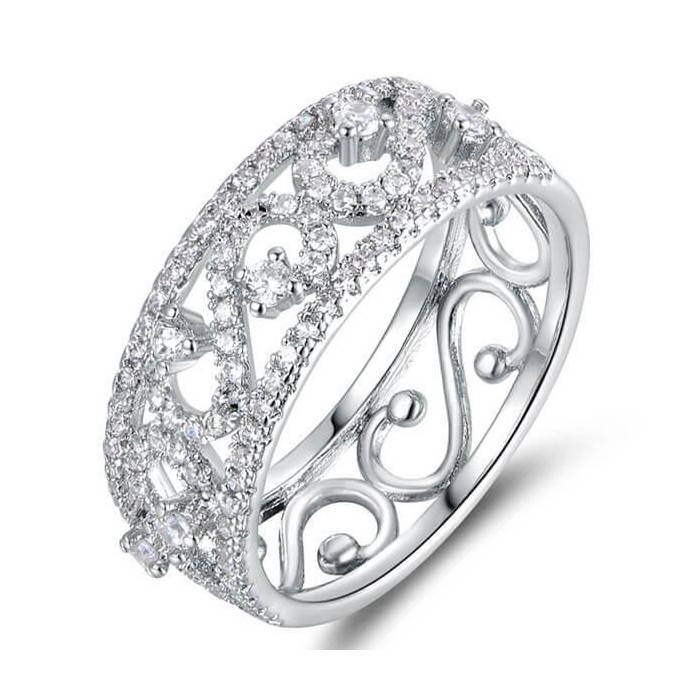 Italo Vintage Lace Filigree Created White Sapphire Wedding Band
