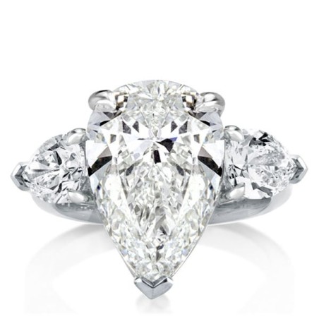 Italo Three Stone Pear Created White Sapphire Engagement Ring