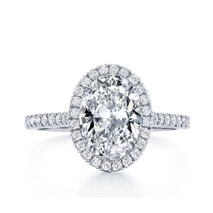 Italo Classic Halo Oval Created White Sapphire Engagement Ring