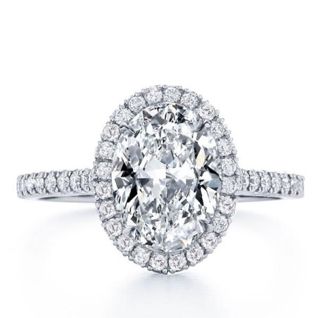 Italo Classic Halo Oval Created White Sapphire Engagement Ring