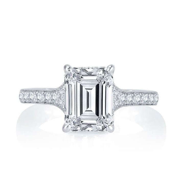 Italo Micro Pave Emerald Created White Sapphire Engagement Ring