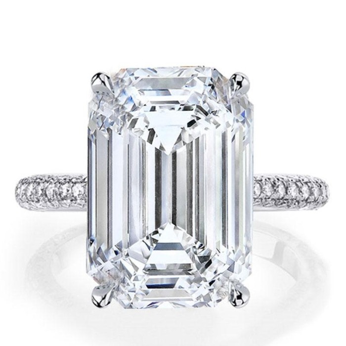 Italo Emerald Cut Engagement Ring Affordable With Hidden Halo