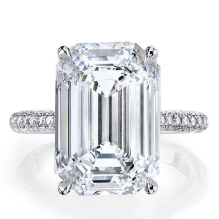 Italo Emerald Cut Engagement Ring Affordable With Hidden Halo