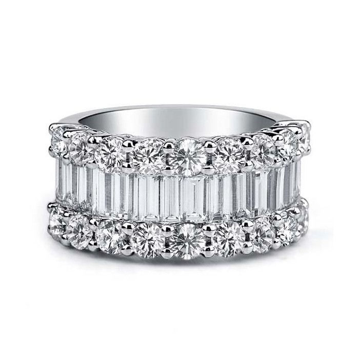 Three Row Half Eternity Wedding Band