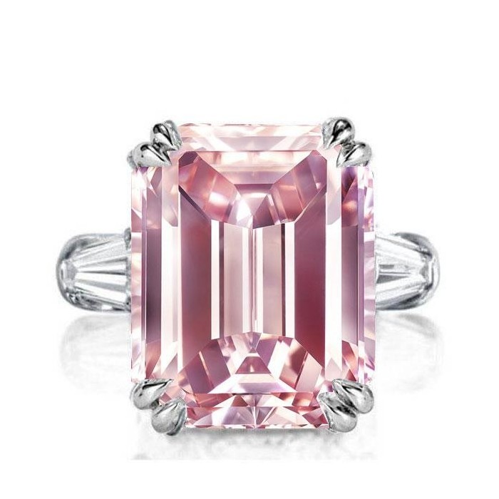 Italo Pink Ring Emerald Cut Engagement Ring Affordable