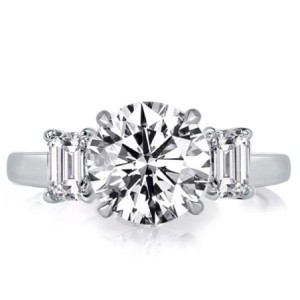 Three Stone Created White Sapphire Engagement Ring