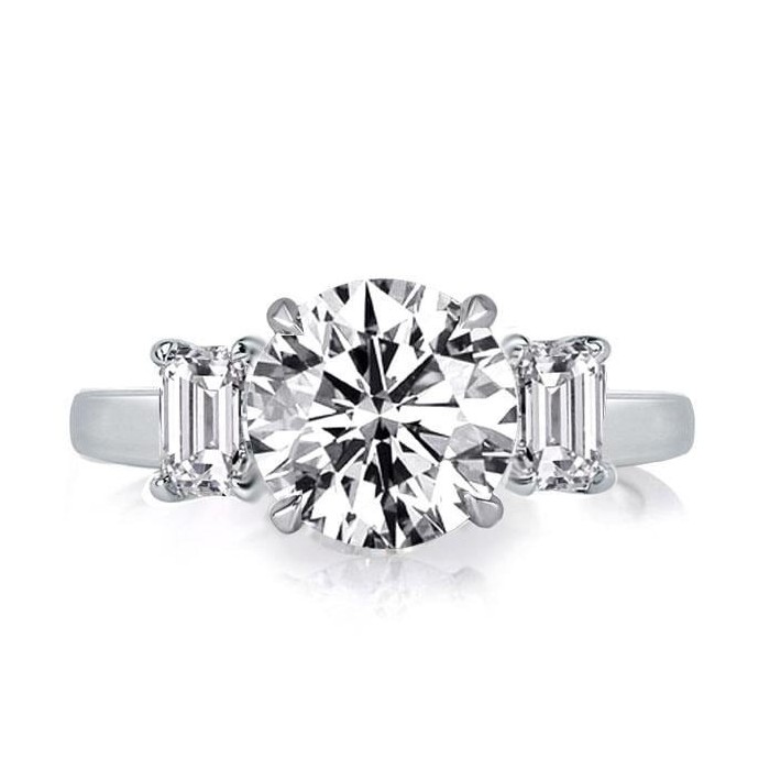 Three Stone Created White Sapphire Engagement Ring