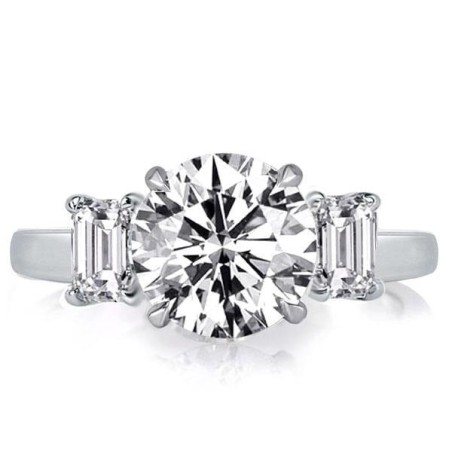 Three Stone Created White Sapphire Engagement Ring