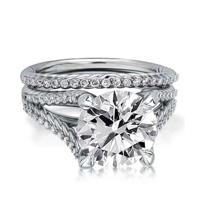 Italo Split Shank Rope Design Created White Sapphire Bridal Set