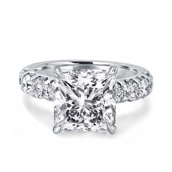 Princess Created White Sapphire Engagement Ring(4.65 CT. TW.)