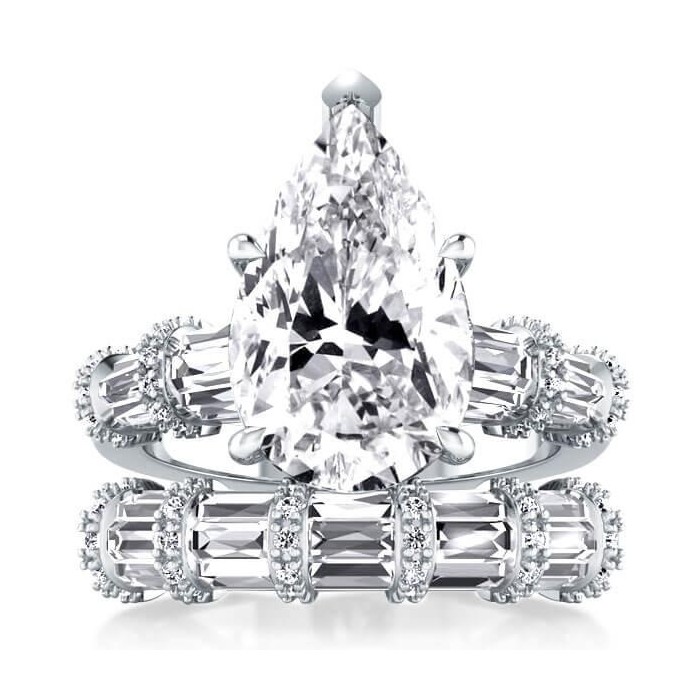 Solitaire Ribbon Design Pear Bridal Set (9.00 CT. TW.)