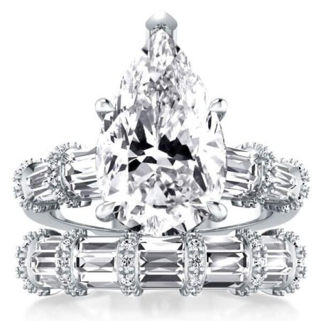 Solitaire Ribbon Design Pear Bridal Set (9.00 CT. TW.)