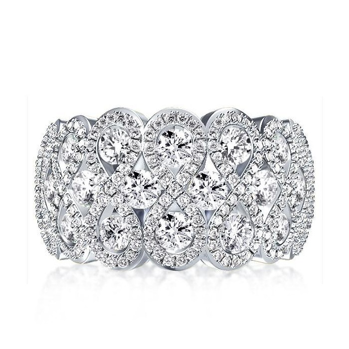 Italo Unique Anniversary Ring Sterling Silver Wedding Band For Her