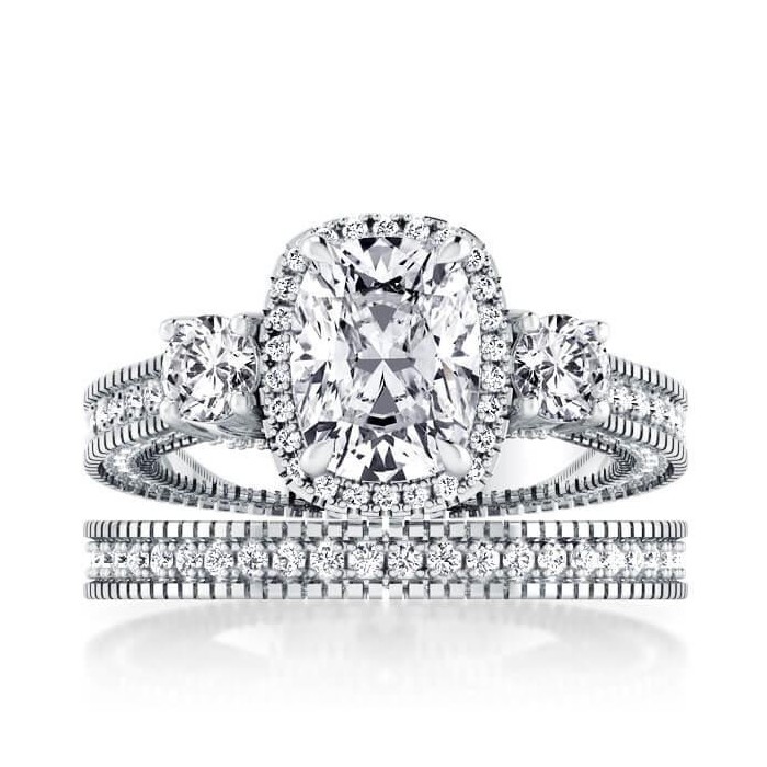 Halo Three Stone Bridal Set (5.29 CT. TW.)