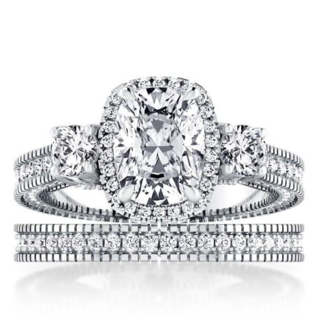 Halo Three Stone Bridal Set (5.29 CT. TW.)