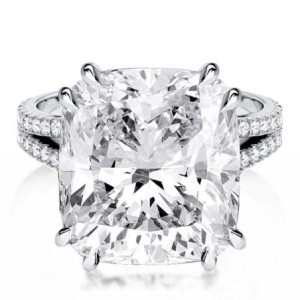 Double Prong Split Shank Cushion Cut Engagement Ring