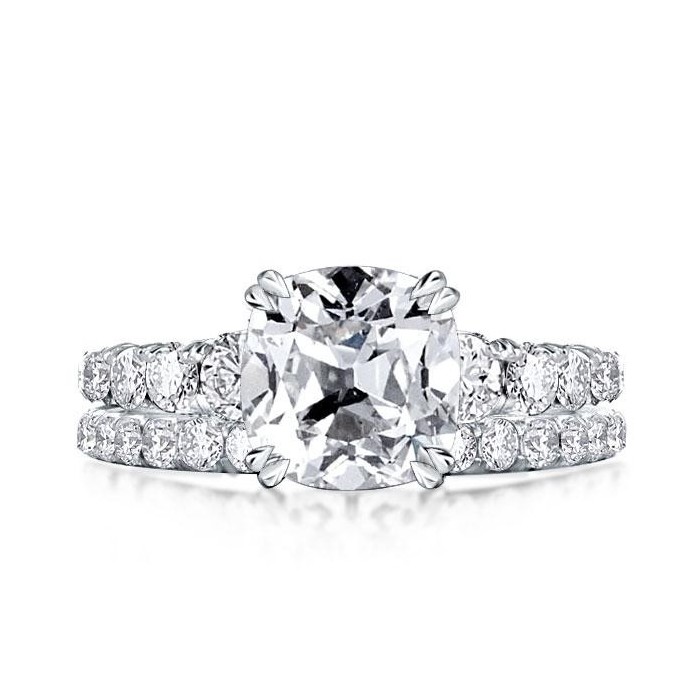 Classic Double Prong Cushion Cut Bridal Set