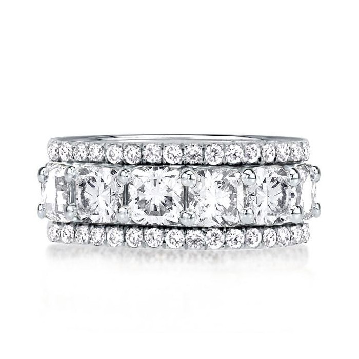 Triple Row Cushion Cut Wedding Band
