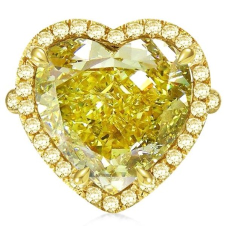 Golden Halo Heart Cut Yellow Topaz Engagement Ring